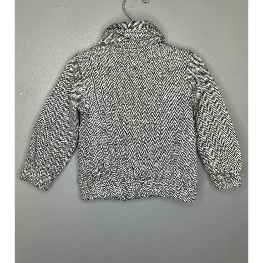 Carters Cardigan Sweater Baby 12M Gray Herringbone Button Jacket Boys Old Money‎